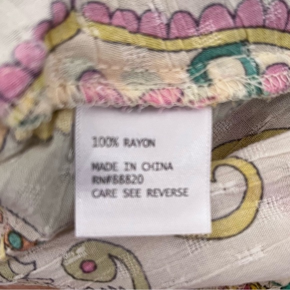 Haute Hippie Cropped Blouse Top Sz Small Paisley Tie Waist Boho Vibrant Tropical - Picture 6 of 7